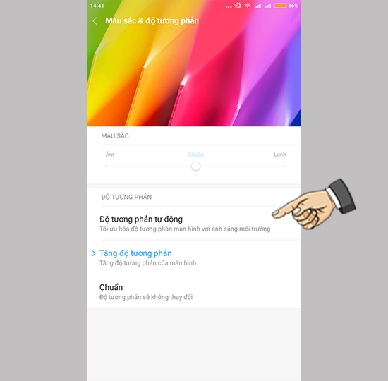 Chỉnh màu sắc hiển thị